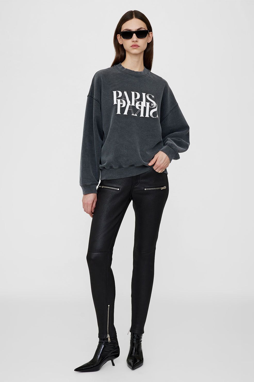 Anine Bing | Jaci Sweatshirt Paris - Washed Black sold by Sister & Co product image thumbnail 4