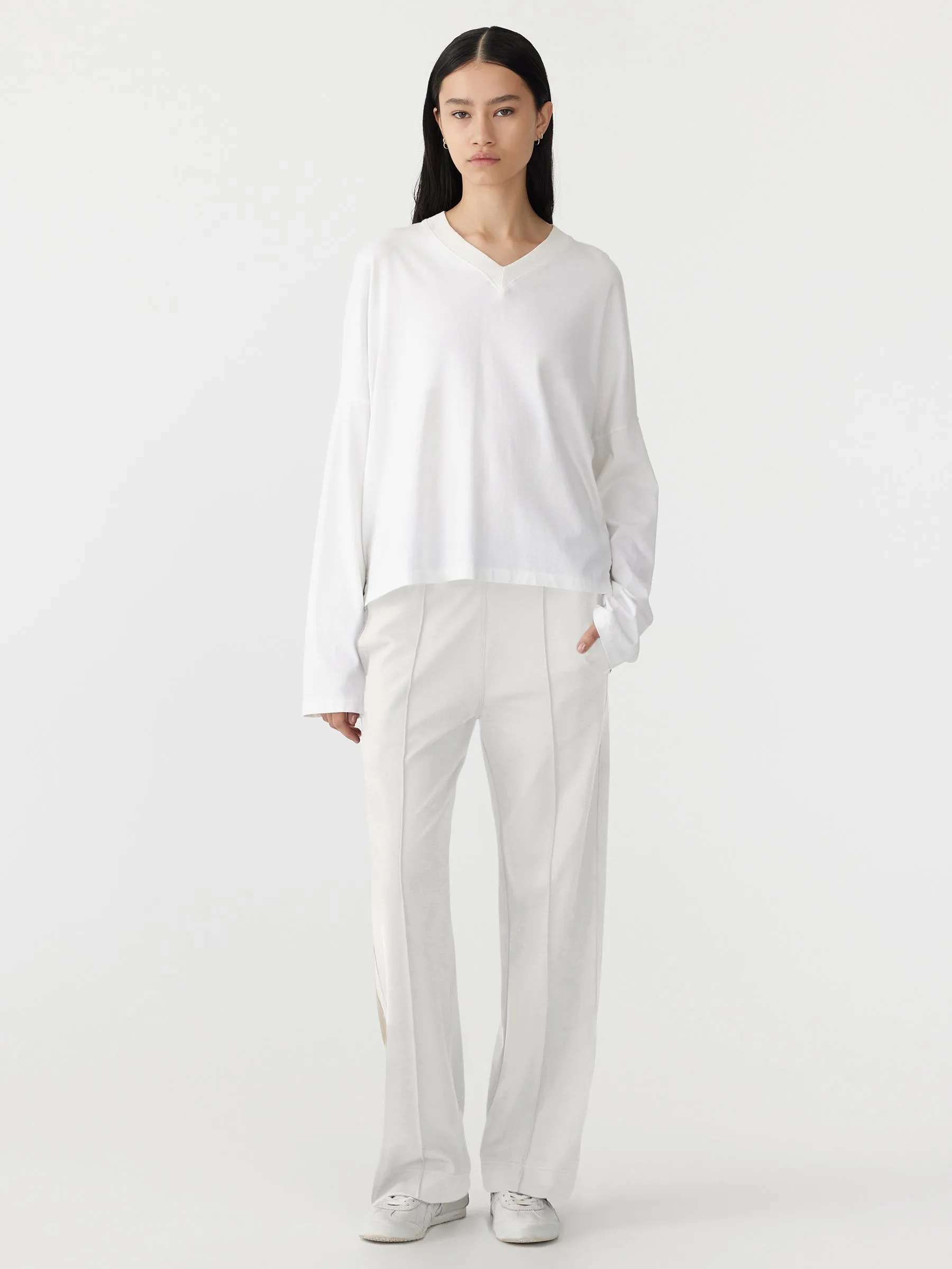 Bassike | Twill Stripe Detail Pant - White/Light Tan sold by Sister & Co product image thumbnail 3