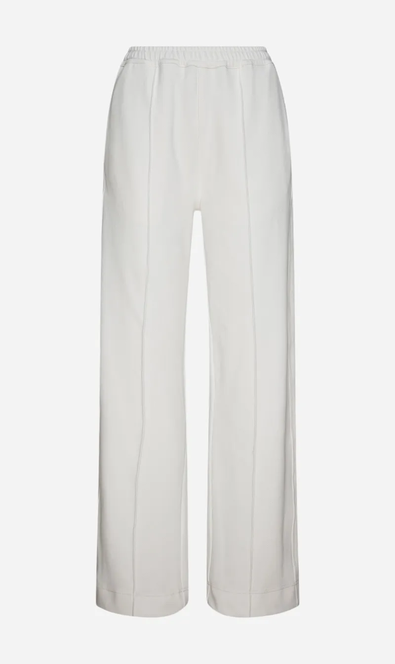Bassike | Twill Stripe Detail Pant - White/Light Tan sold by Sister & Co