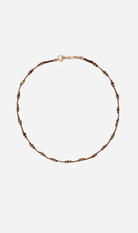 Tityaravy | Lotus Necklace - Beige/Rubis Zoïsite sold by Sister & Co