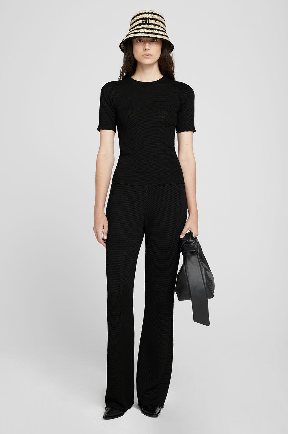 Anine Bing | Billie Pant - Black Waffle sold by Sister & Co product image thumbnail 2