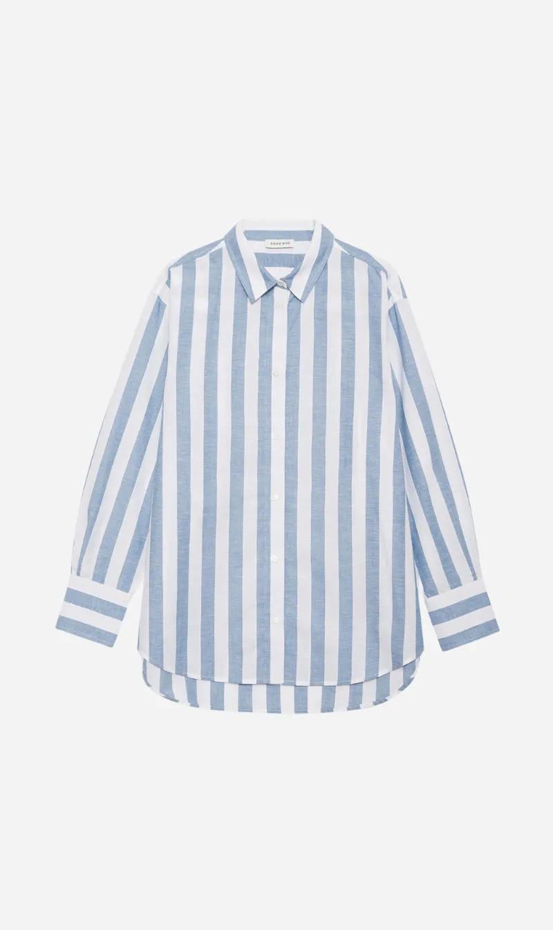 Anine Bing | Plaza Shirt - White & Blue Stripe sold by Sister & Co