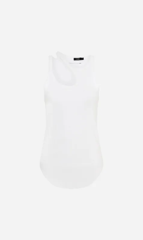 Bassike | Cut Out Mini Rib Tank - White sold by Sister & Co
