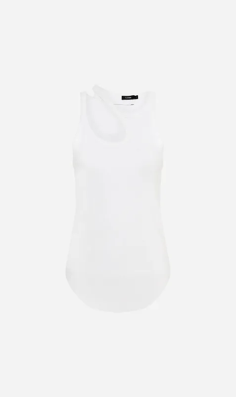 Bassike | Cut Out Mini Rib Tank - White sold by Sister & Co