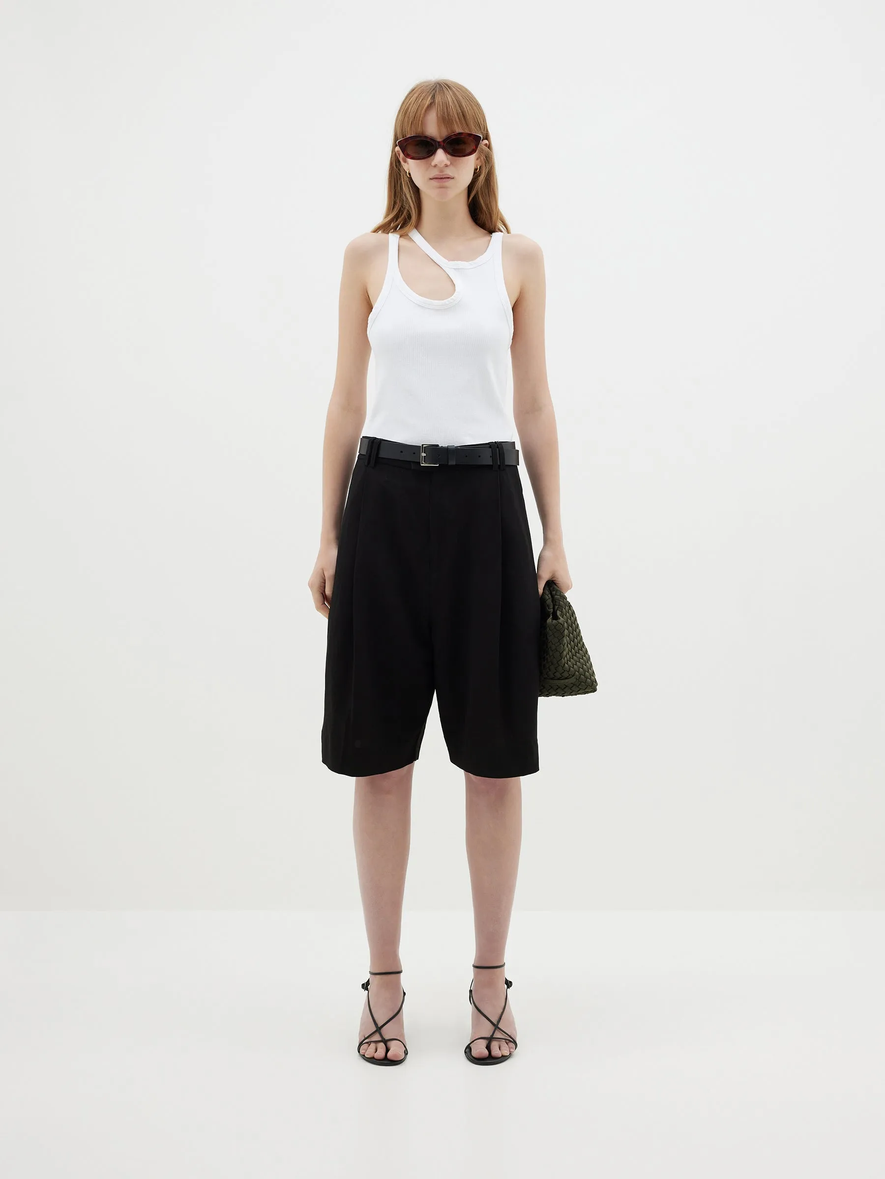 Bassike | Cut Out Mini Rib Tank - White sold by Sister & Co product image thumbnail 2