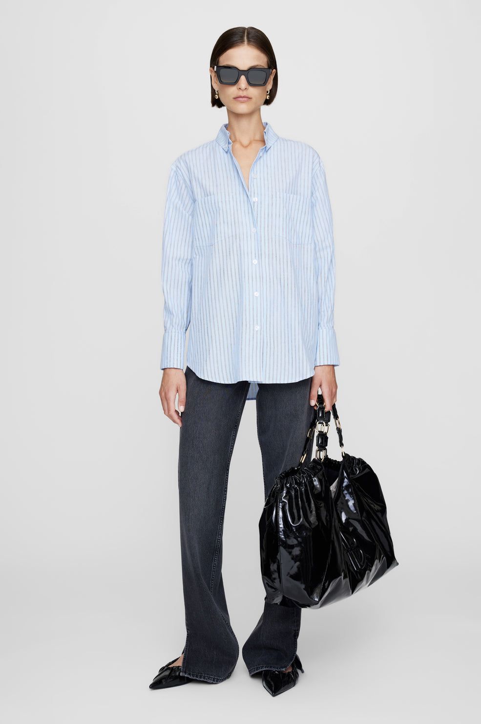 Anine Bing | Catherine Shirt - Blue & White Stripe sold by Sister & Co product image thumbnail 2