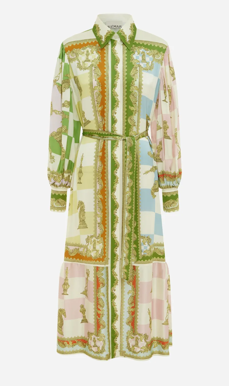 ALEMAIS | Checkmate Silk Shirtdress - Print sold by Sister & Co