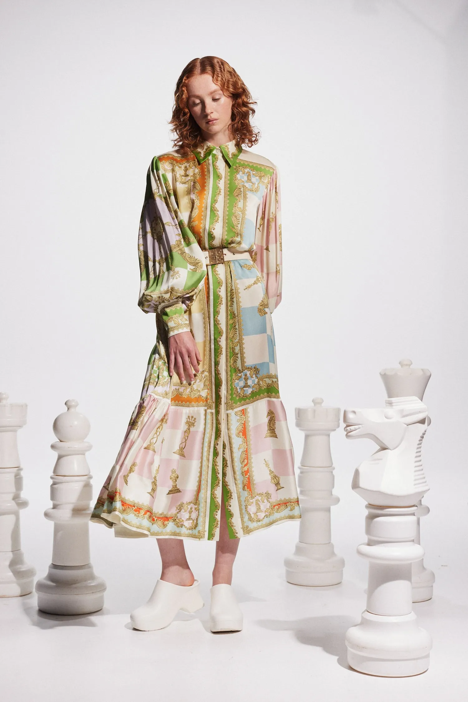 ALEMAIS | Checkmate Silk Shirtdress - Print sold by Sister & Co product image thumbnail 2