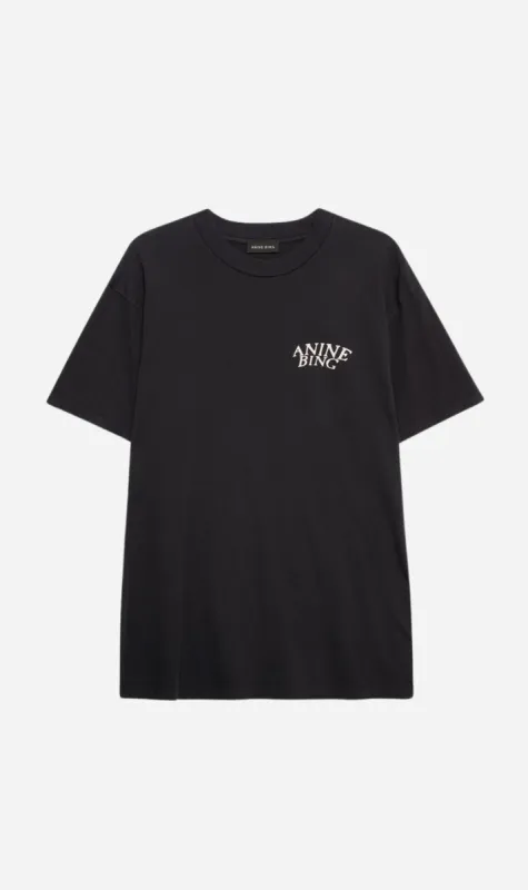 Anine Bing | Walker Tee Spotted Leopard - Washed Black
