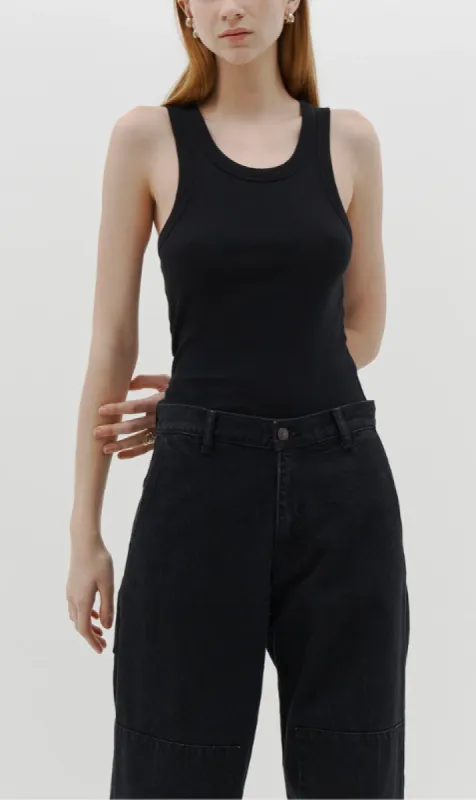 Bassike | Slim Superfine Rib Tank II - Black sold by Sister & Co