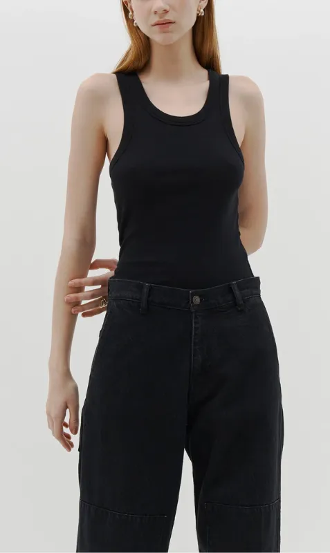 Bassike | Slim Superfine Rib Tank II - Black sold by Sister & Co