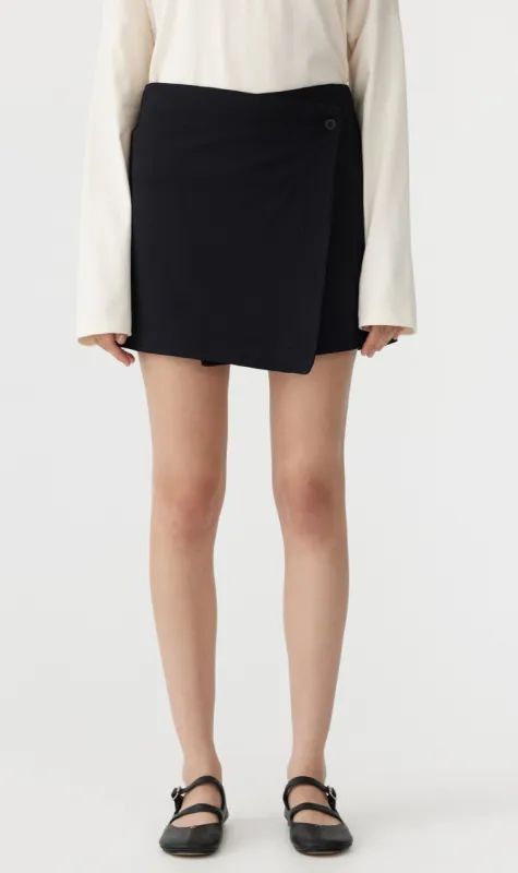 Bassike | Stetch Twill Wrap Skirt - Black sold by Sister & Co