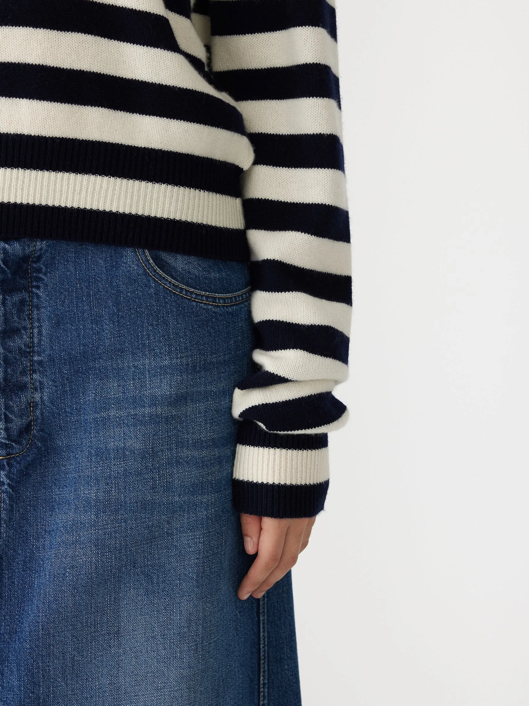 Bassike | Wool Cashmere Classic Knit - Navy/White sold by Sister & Co product image thumbnail 4