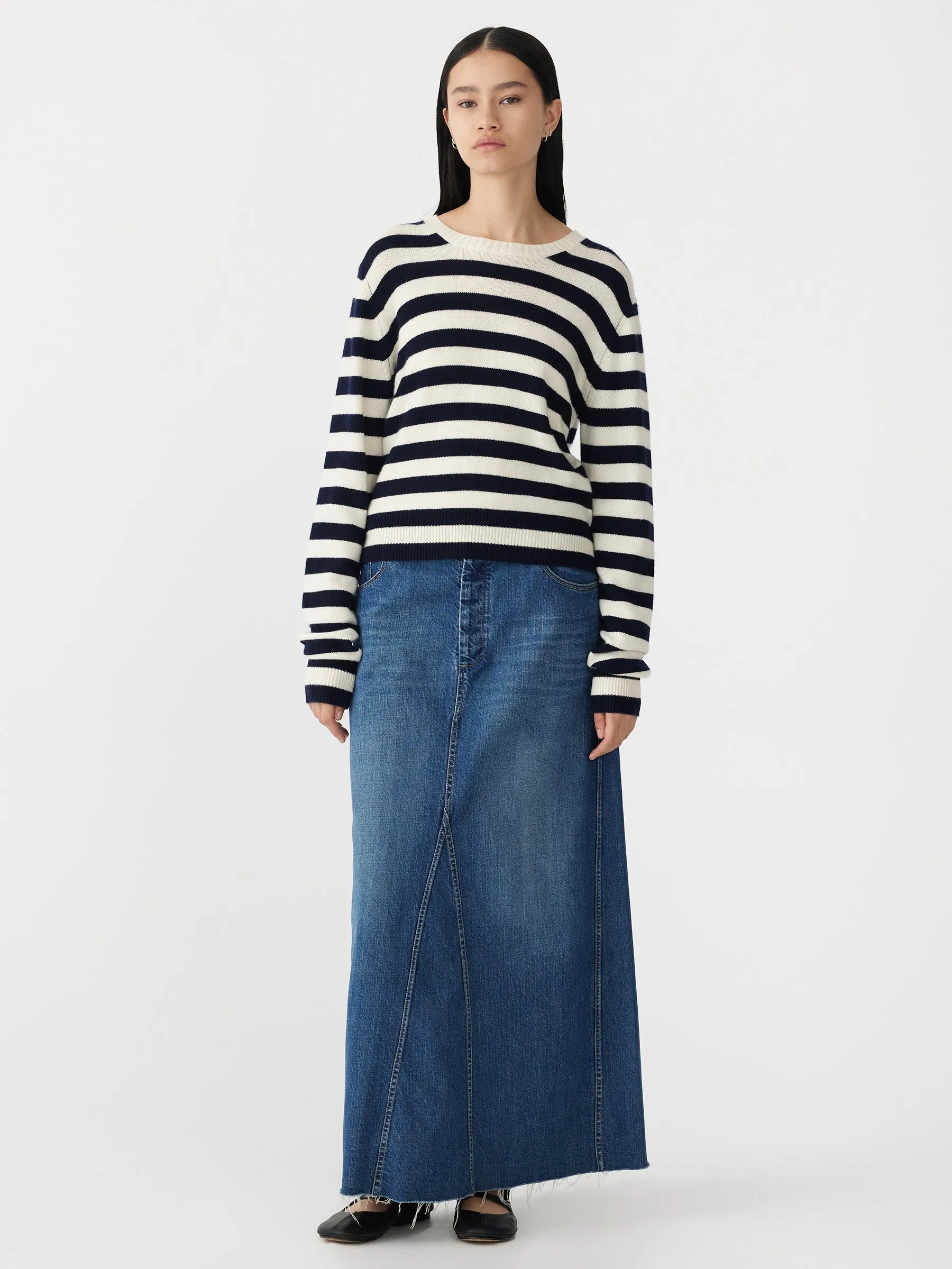 Bassike | Wool Cashmere Classic Knit - Navy/White sold by Sister & Co product image thumbnail 3