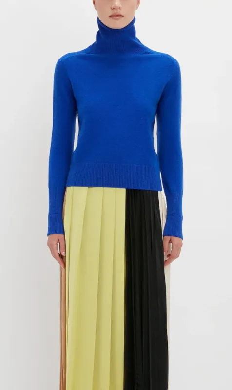 Victoria Beckham | Polo Neck Jumper - Saphire Blue sold by Sister & Co