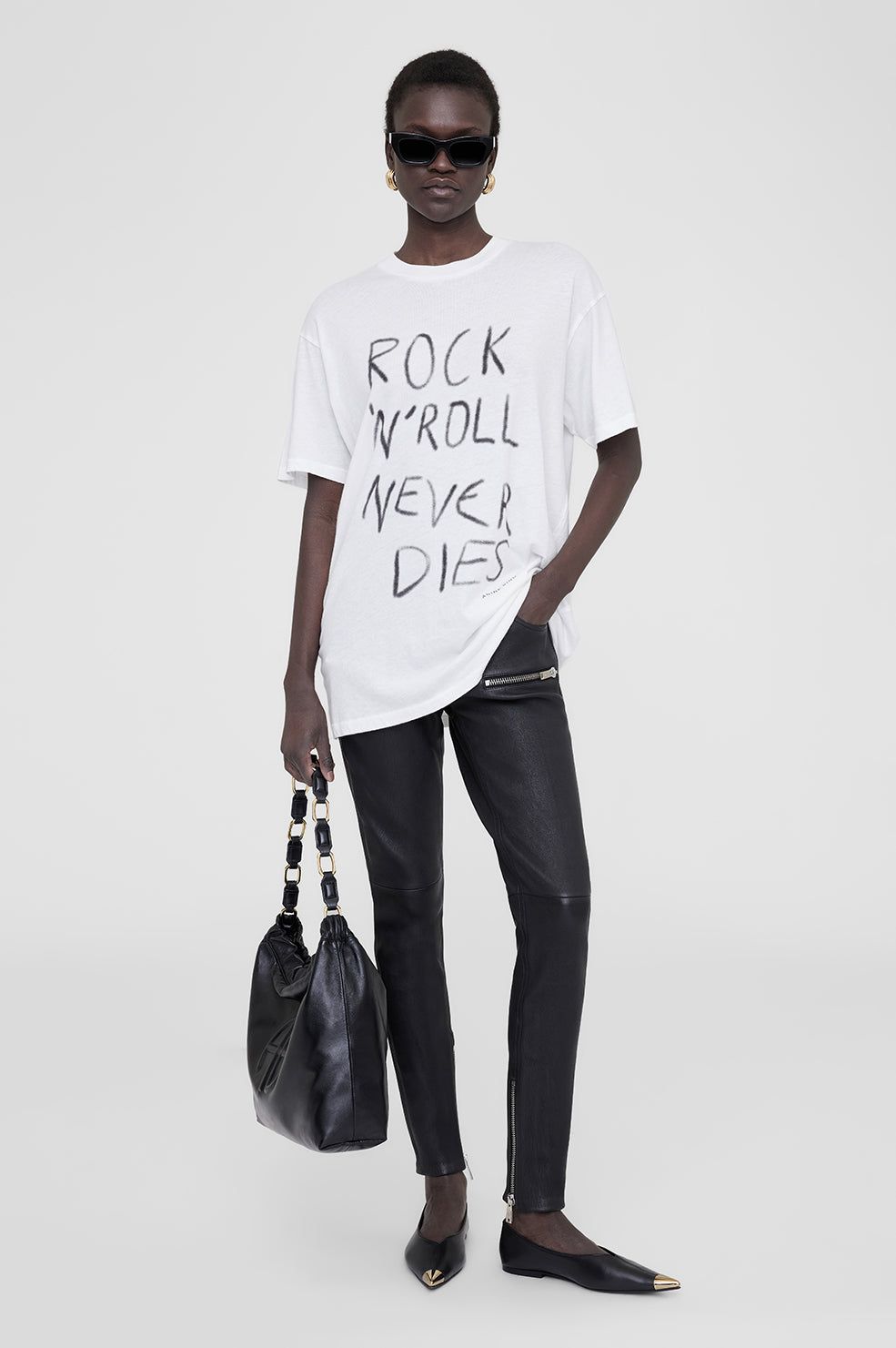 Anine Bing | Walker Tee Rock N Roll - Ivory sold by Sister & Co product image thumbnail 2
