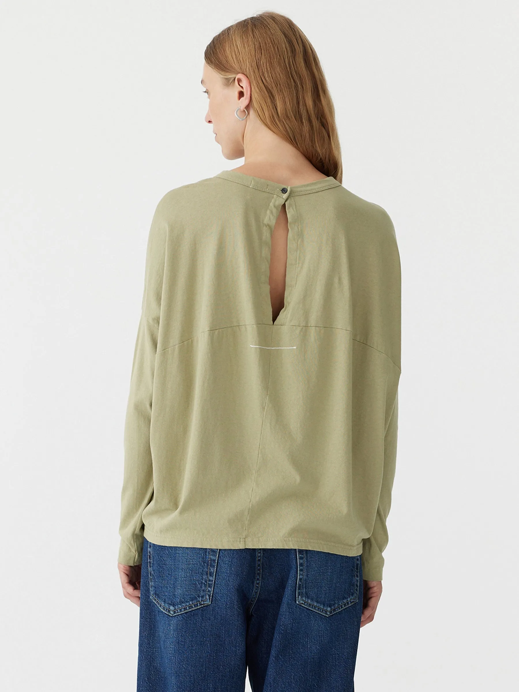 Bassike | Slouch Circle Long Sleeve T.Shirt - Sage Green sold by Sister & Co product image thumbnail 5