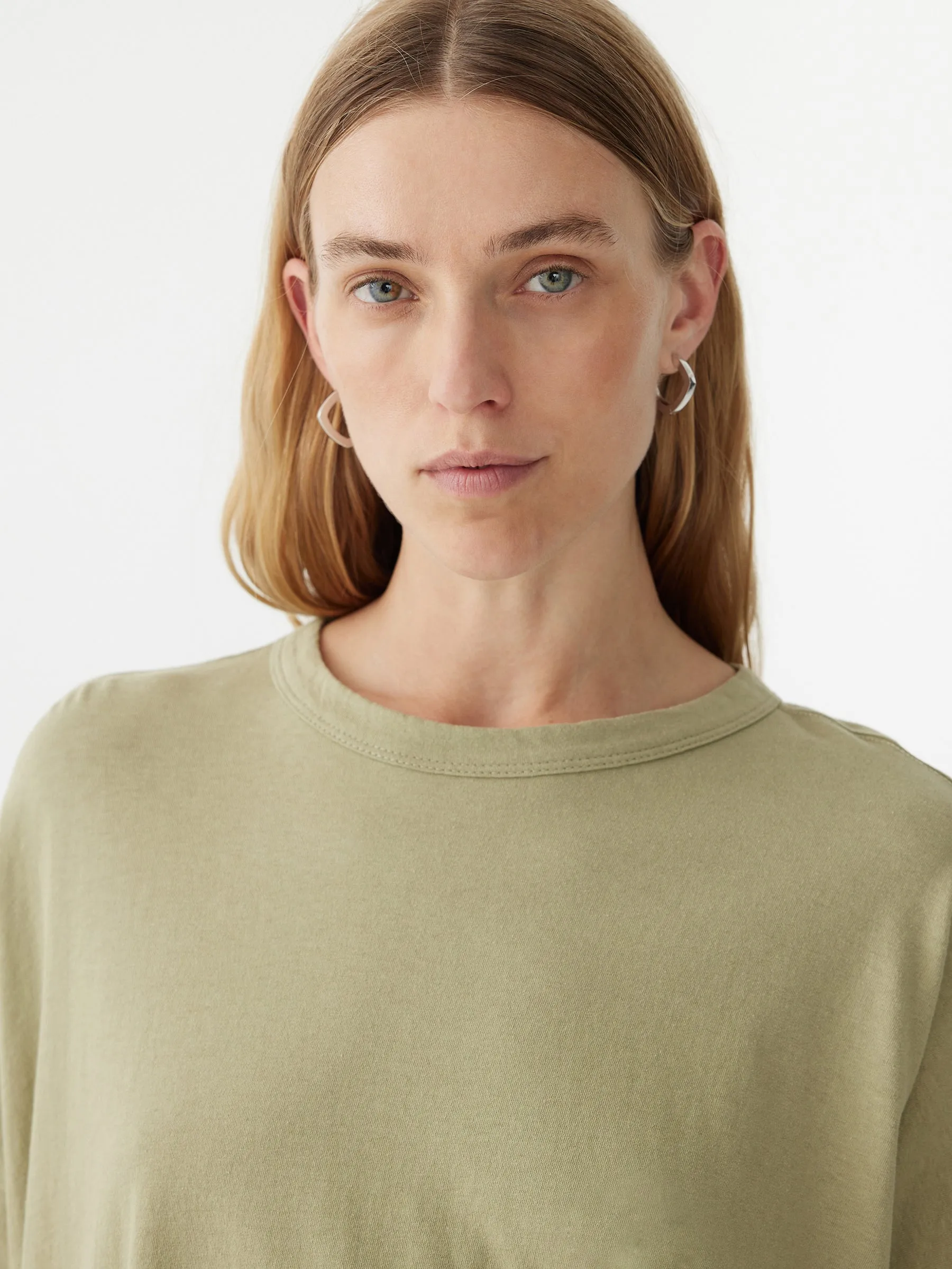 Bassike | Slouch Circle Long Sleeve T.Shirt - Sage Green sold by Sister & Co product image thumbnail 4