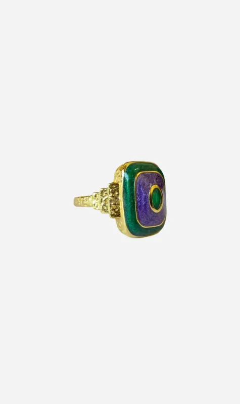 Mountain & Moon | Diana Ring - Green Onyx & Enamel sold by Sister & Co