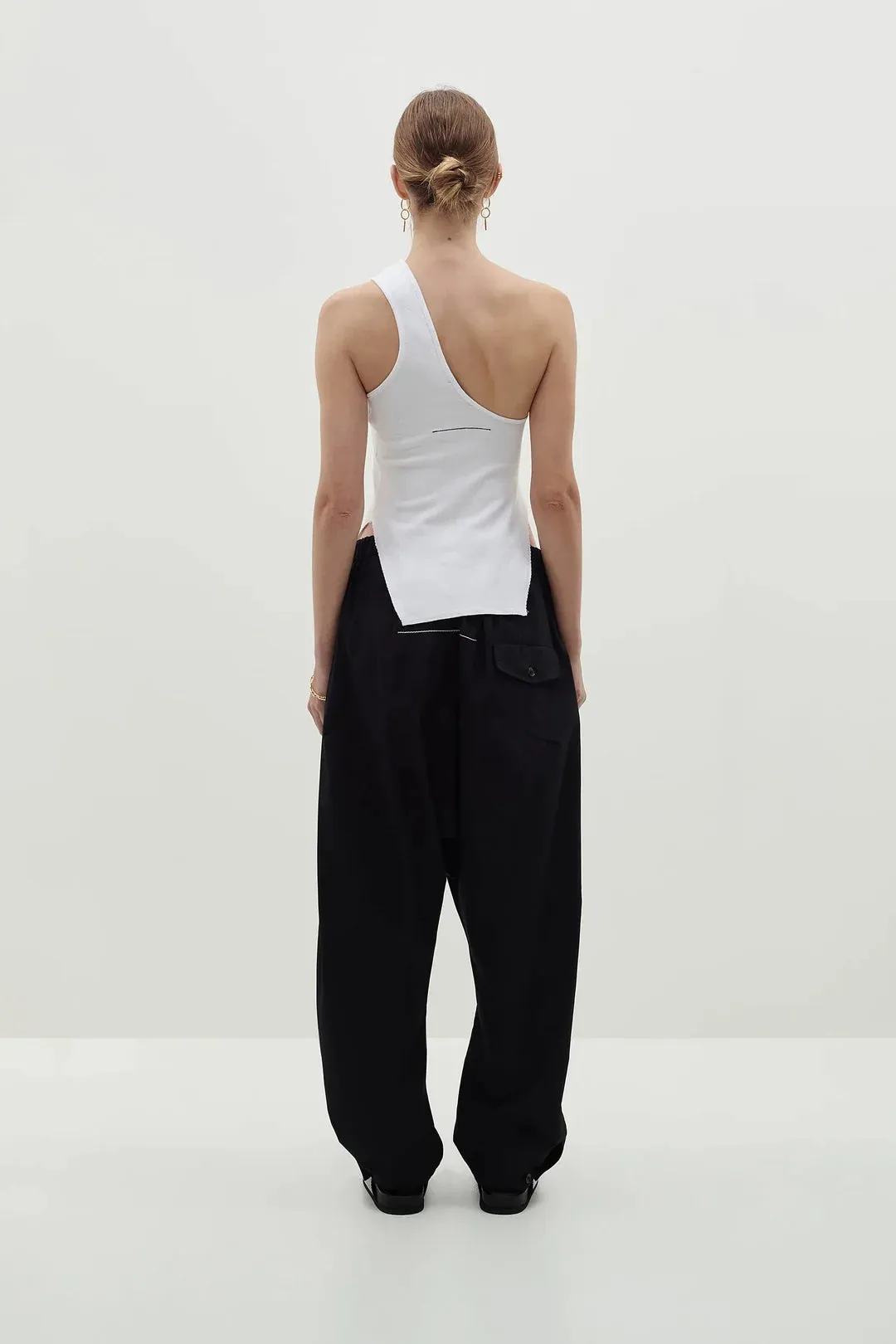 Bassike | Open Back One Shoulder Tank - White sold by Sisters & Co product image thumbnail 4