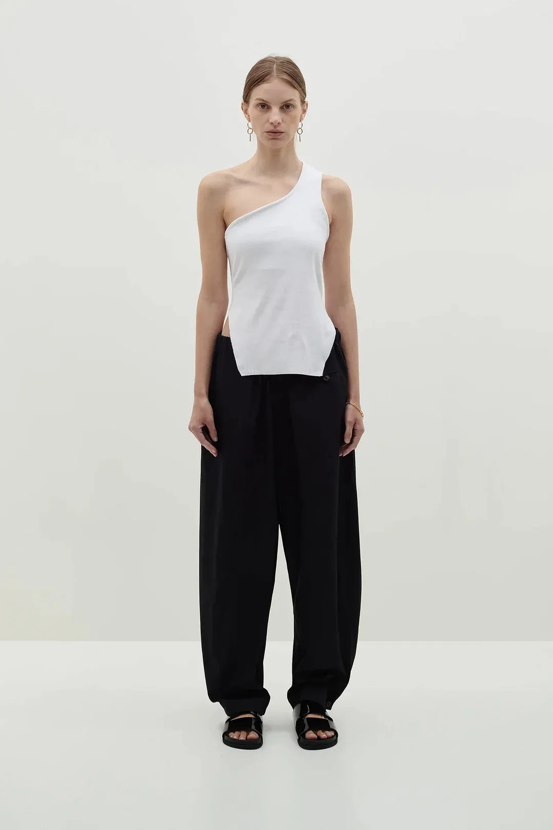 Bassike | Open Back One Shoulder Tank - White sold by Sisters & Co product image thumbnail 2