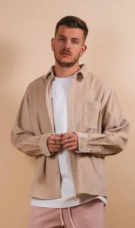 Kore Studios | Boston Heavy Long Sleeve Cord Shirt - Oatmeal sold by Sister & Co