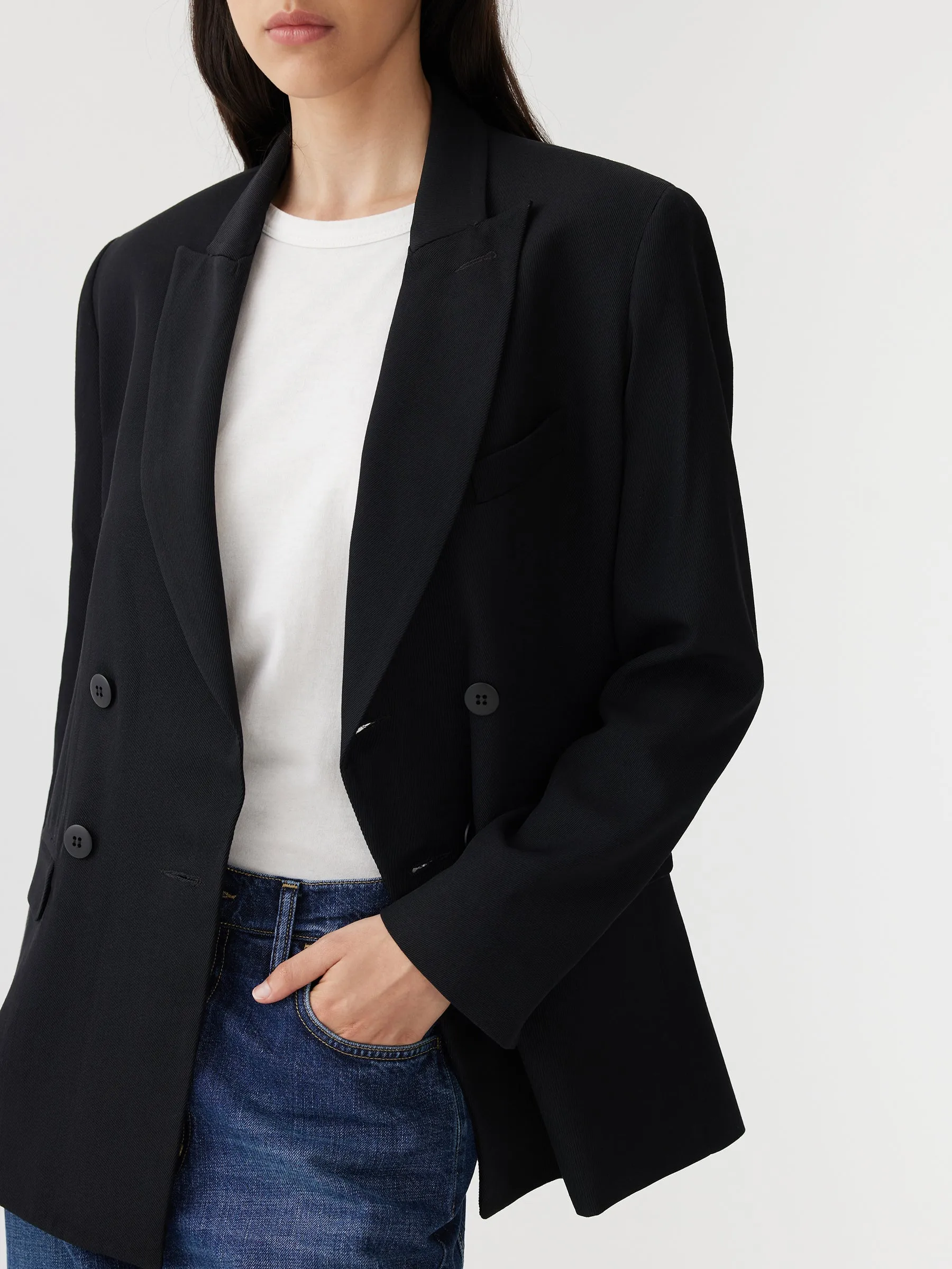 Bassike | Twill Double Breasted Blazer - Black sold by Sister & Co product image thumbnail 4