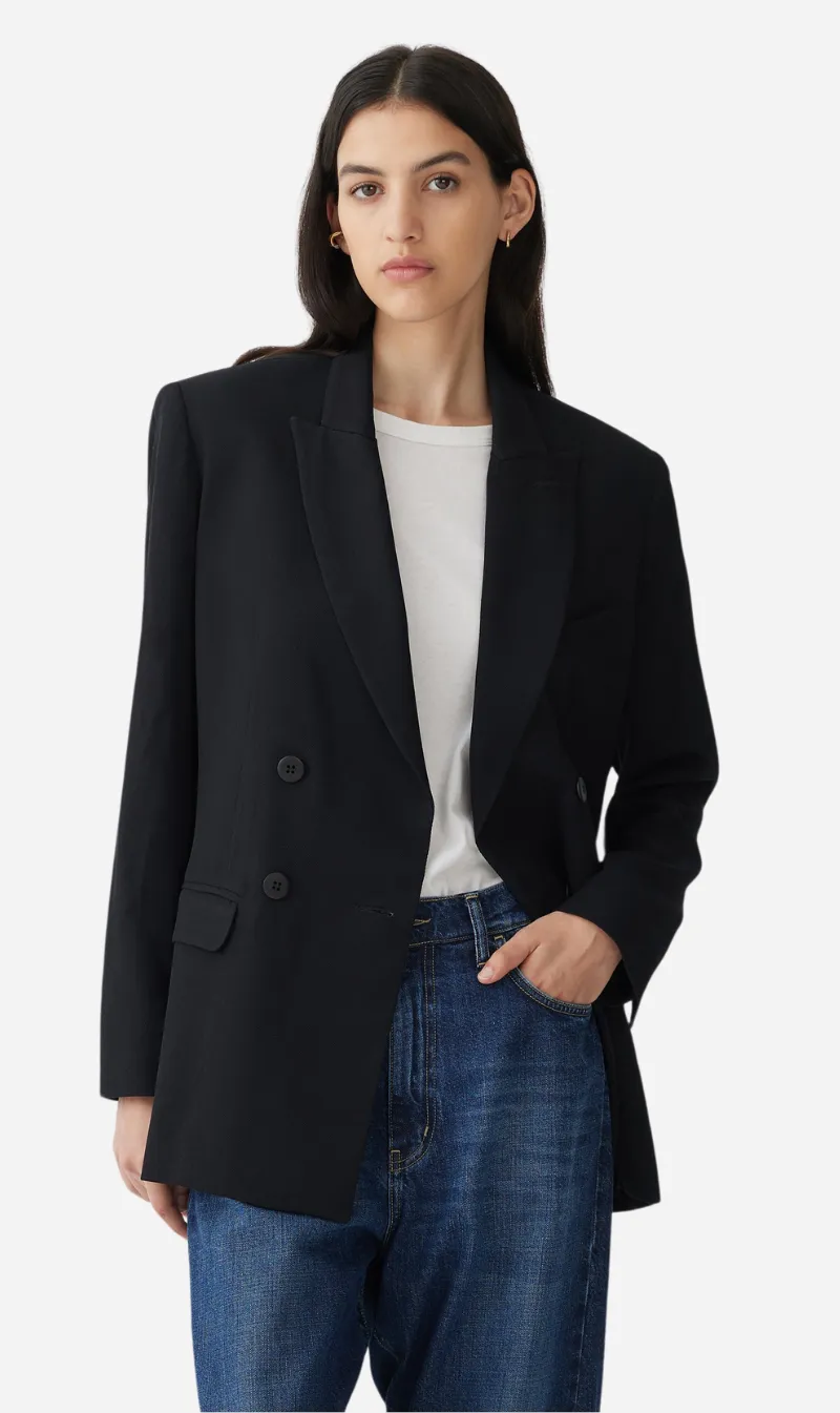 Bassike | Twill Double Breasted Blazer - Black sold by Sister & Co