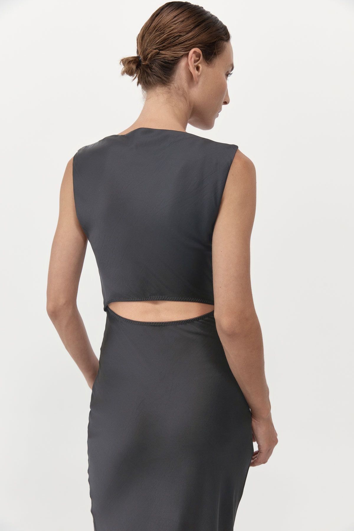 St Agni | Soft Silk Cut Out Dress - Washed Black sold by Sister & Co product image thumbnail 5