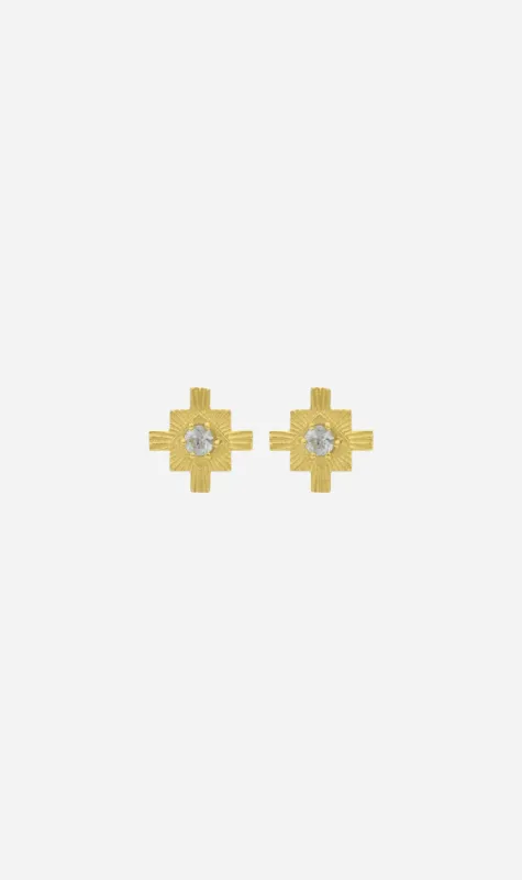 Zoe & Morgan | Inka Studs - Gold/White Zircon made by Sisters & Co