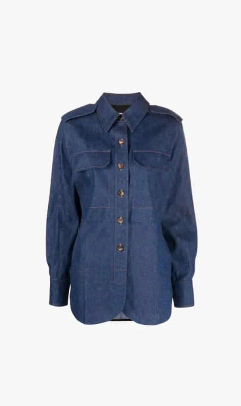 Victoria Beckham | Relaxed Denim Shirt - Serge Blue sold by Sister & Co