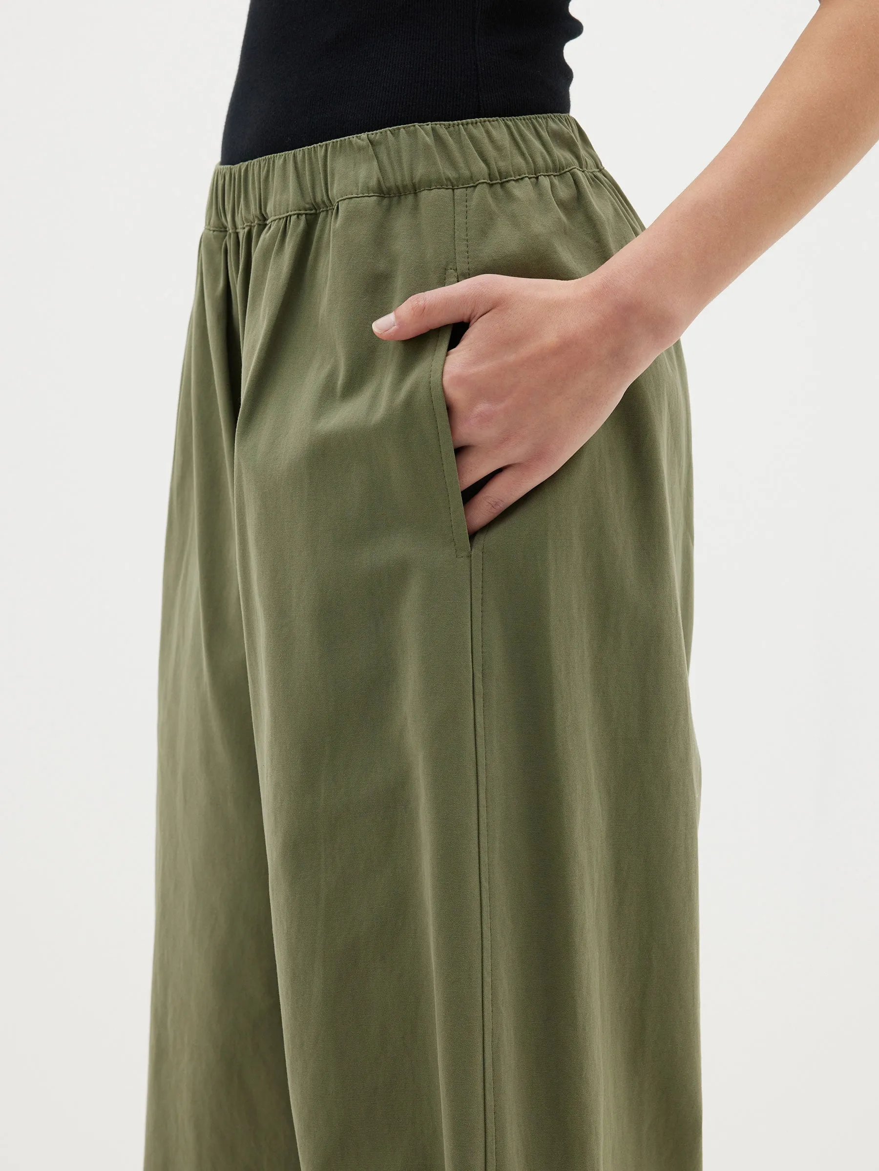 Bassike | Canvas Split Hem Pant - Khaki sold by Sister & Co product image thumbnail 4