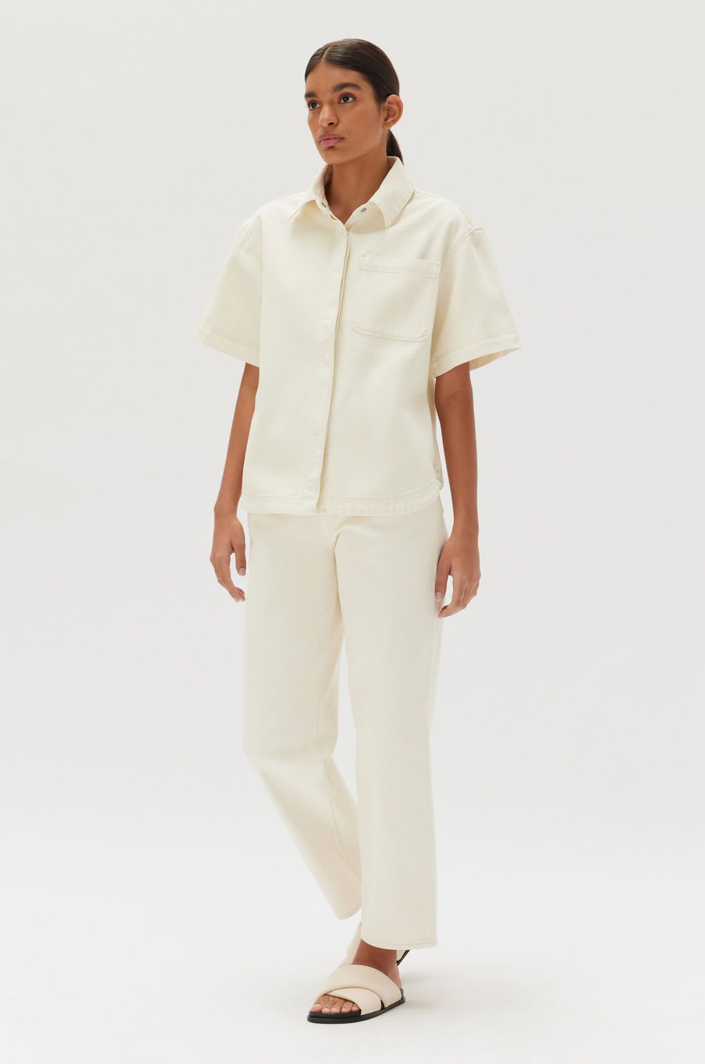 Assembly Label | Marlow Boxy Denim Shirt - Ecru sold by Sister & Co product image thumbnail 2