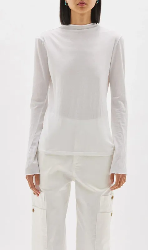 Bassike | Raised Neck LS Shirt - White sold by Sister & Co