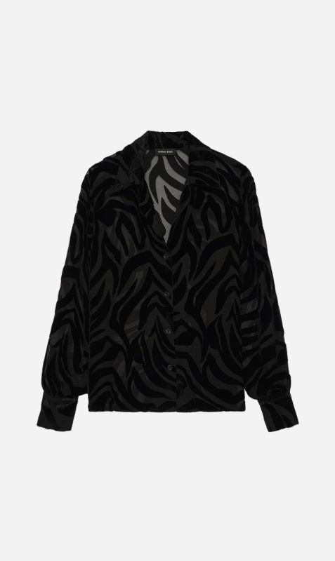Anine Bing | Mylah Shirt - Black Zebra Burnout sold by Sister & Co