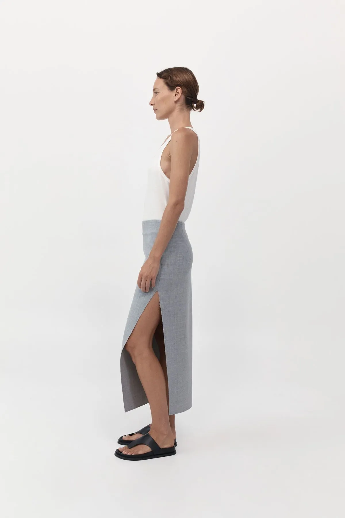 St Agni | Raw Hem Midi Skirt - Grey Heather sold by Sister & Co product image thumbnail 4