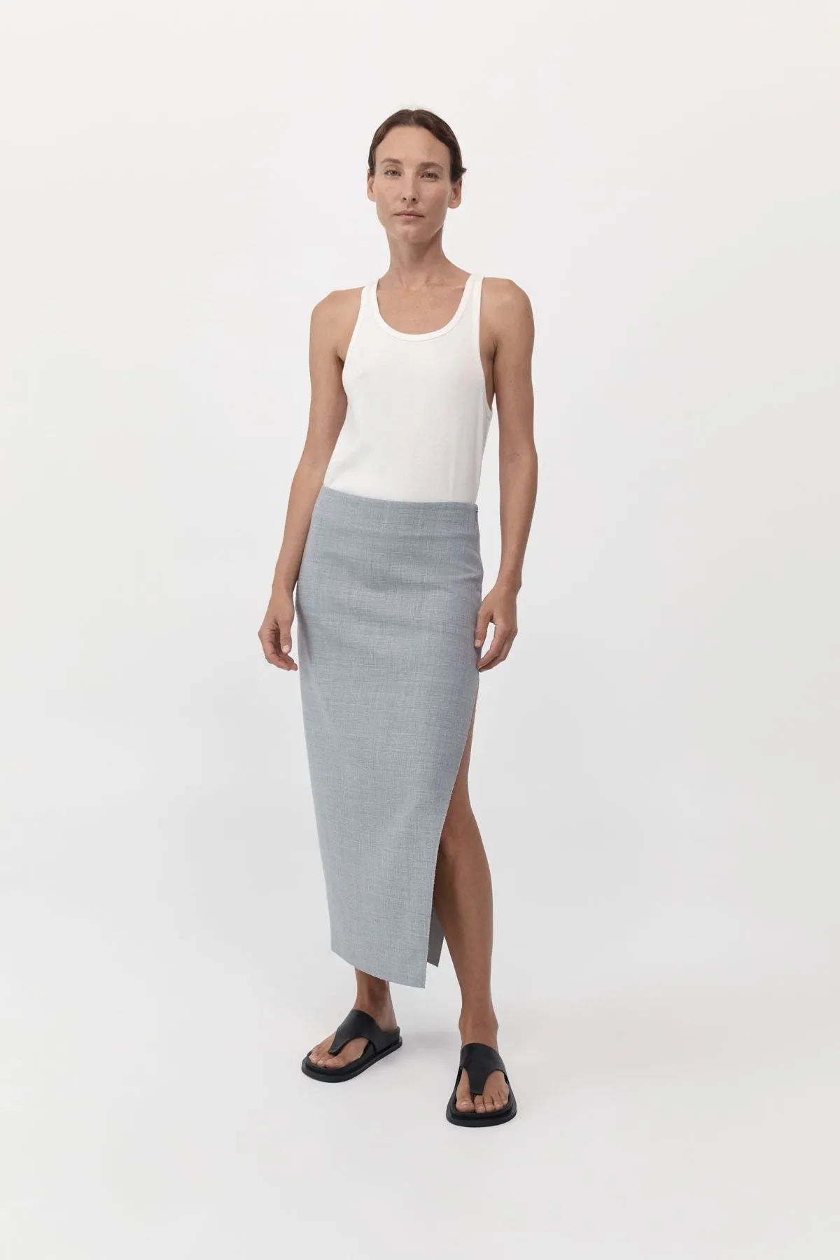 St Agni | Raw Hem Midi Skirt - Grey Heather sold by Sister & Co product image thumbnail 3