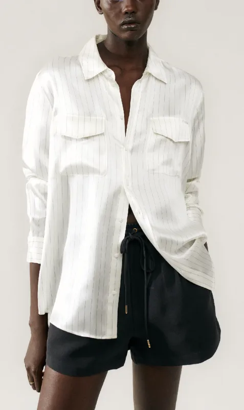 Silk Laundry | Boyfriend Shirt - White Pin Stripe sold by Sister & Co
