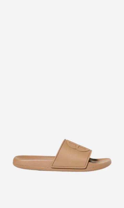 Anine Bing | Isla Slides - Camel Monogram sold by Sister & Co