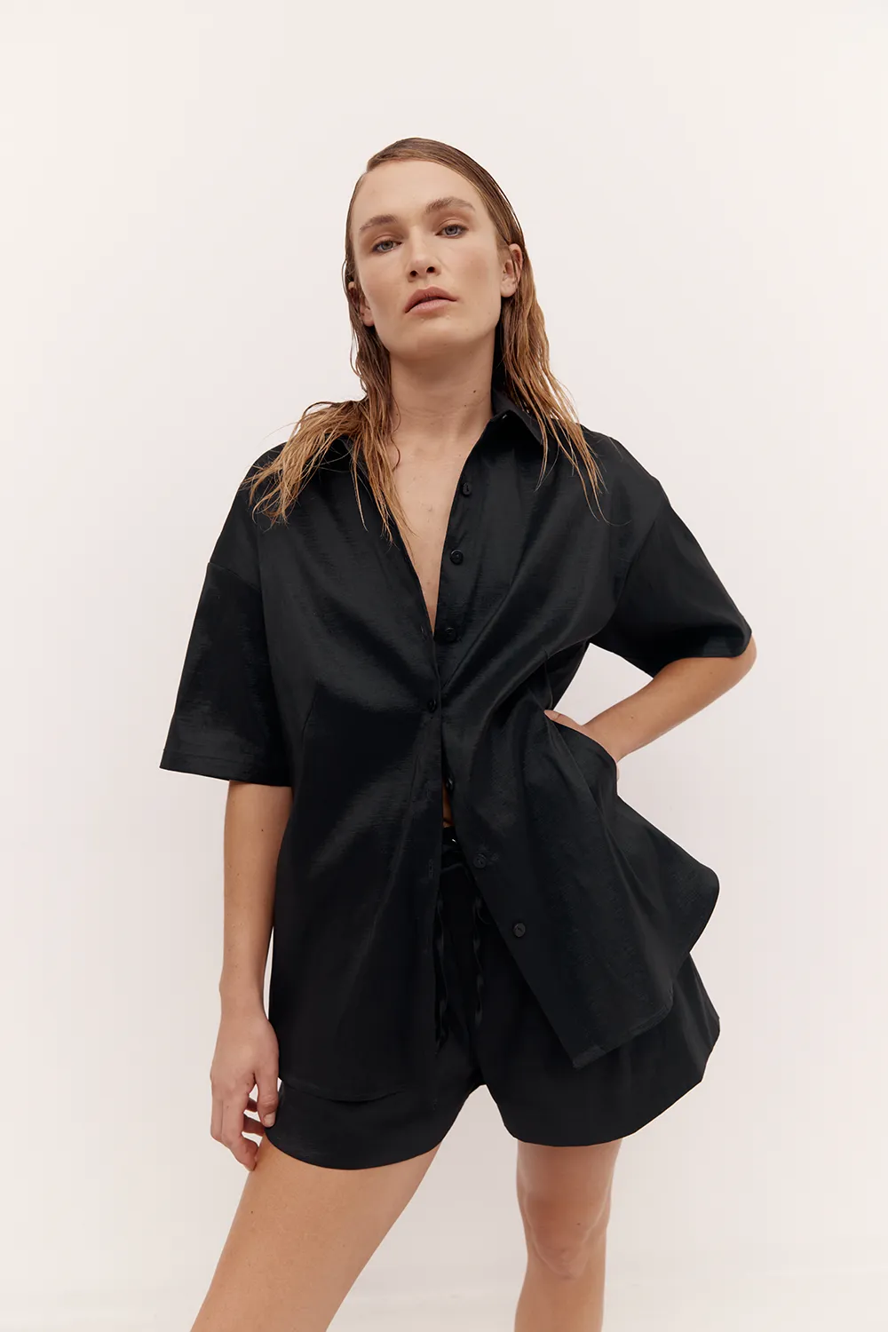 Rebe | Leisure Shirt Taffeta - Black sold by Sister & Co product image thumbnail 2