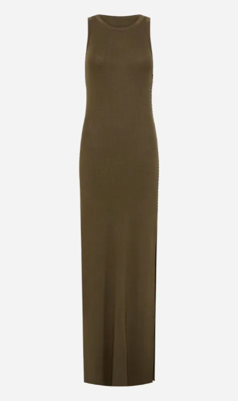 St. Agni | Stitch Detail Dress - Kelp sold by Sister & Co