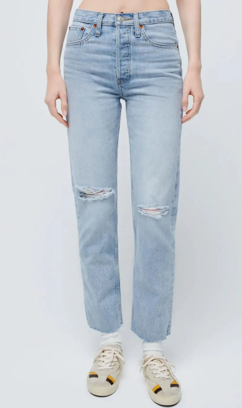 RE/DONE | 70s Stove Pipe - Surf Blue Destroyed sold by Sister & Co