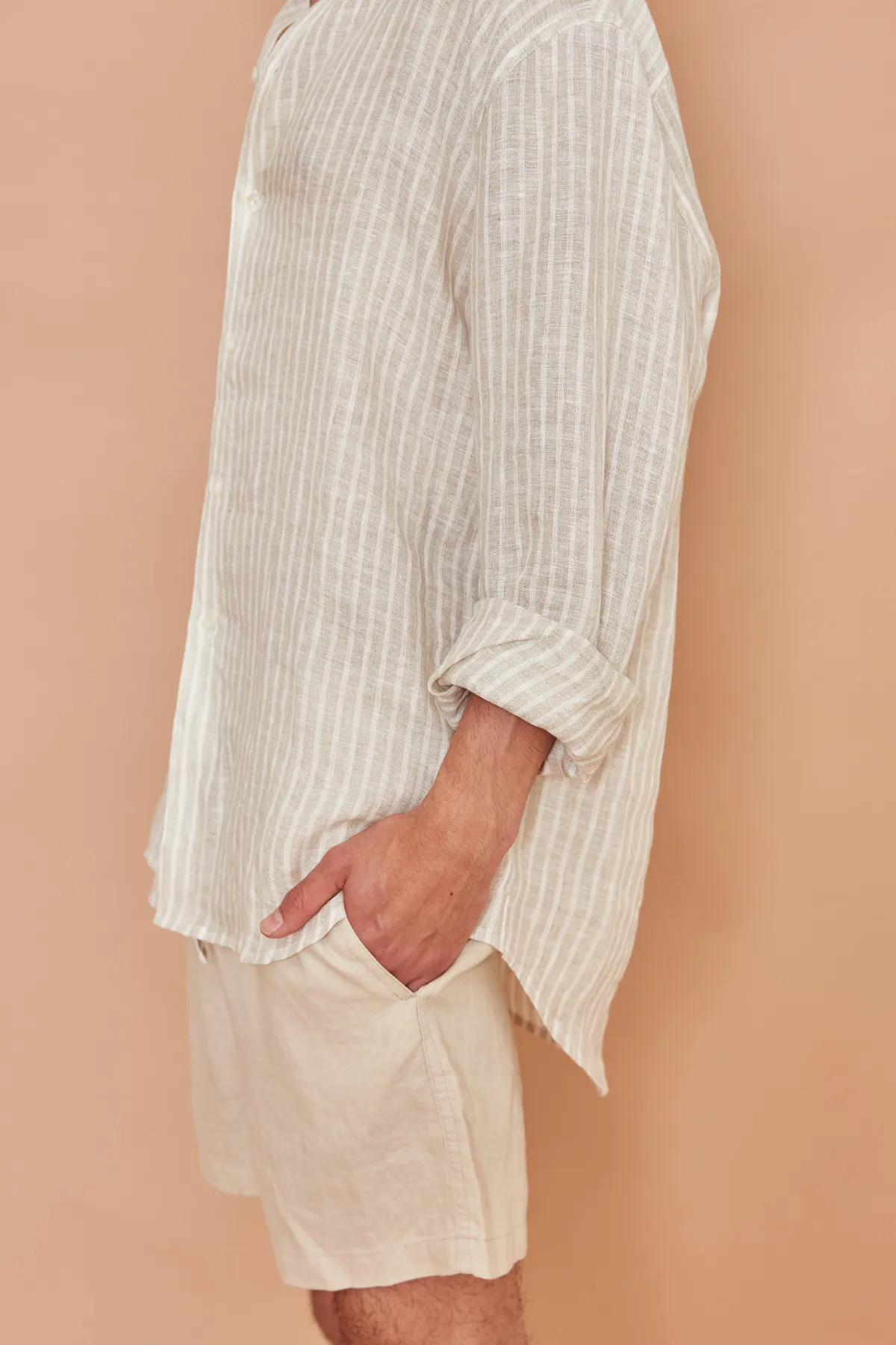 Kore Studios | Amalfi Linen Shirt - Beige Stripe sold by Sister & Co product image thumbnail 2