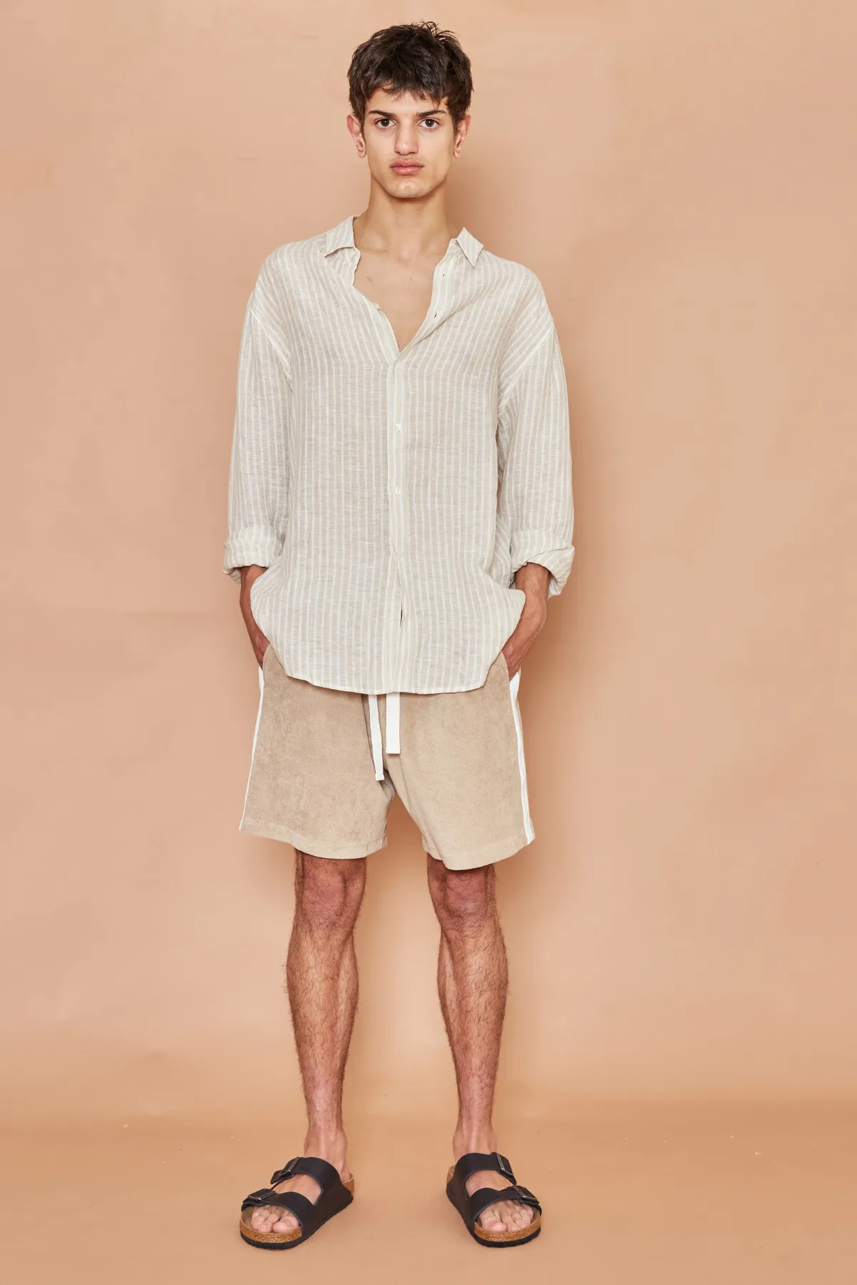 Kore Studios | Amalfi Linen Shirt - Beige Stripe sold by Sister & Co product image thumbnail 3