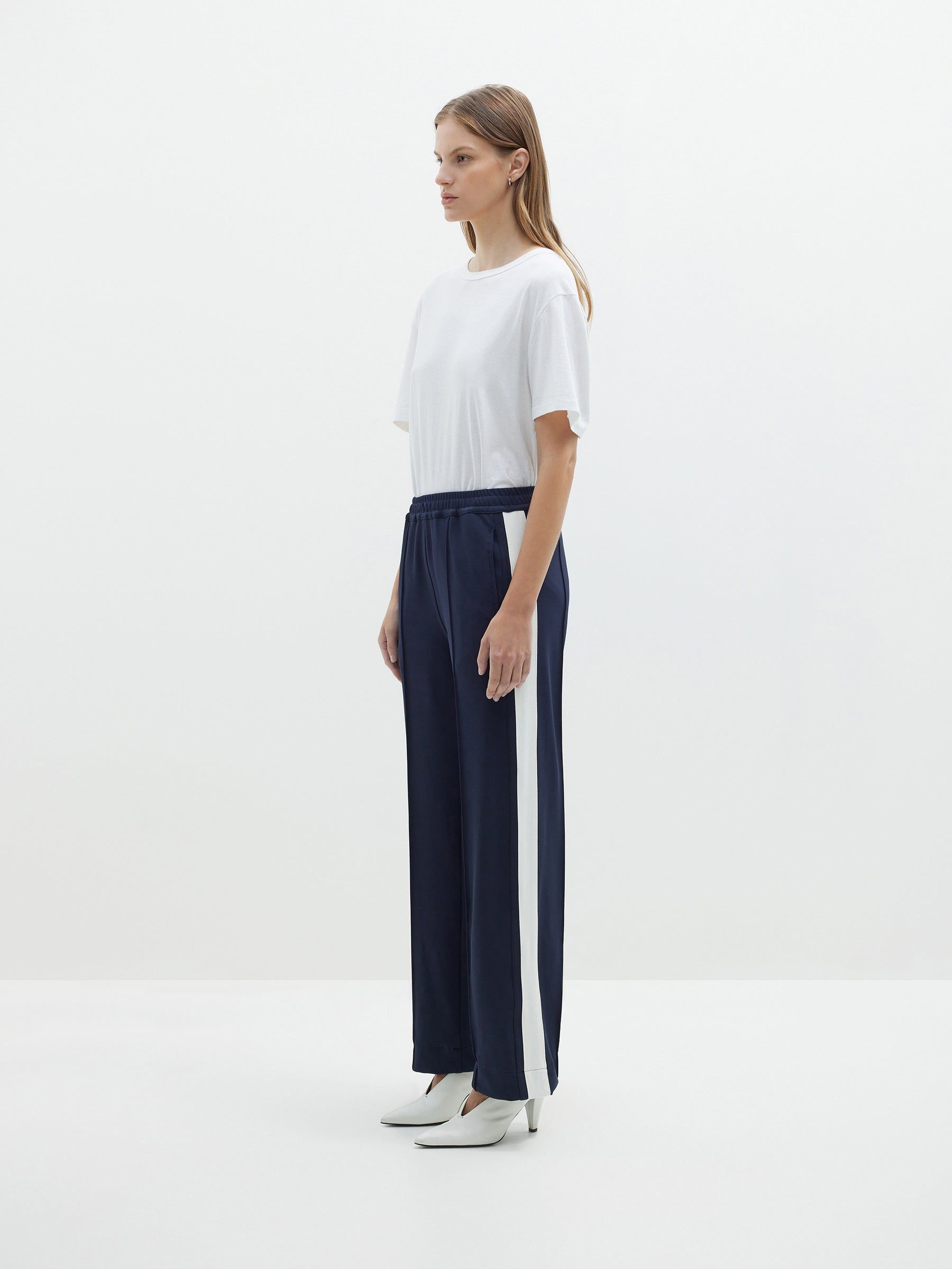 Bassike | Twill Stripe Detail Pant - Ink/White sold by Sister & Co product image thumbnail 3