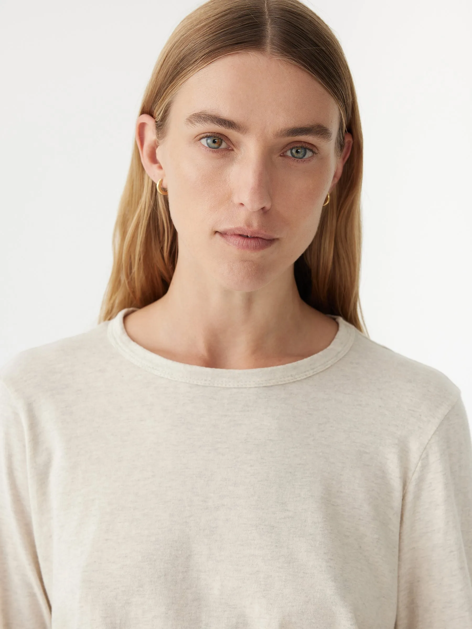 Bassike | Regular Scoop Hem Long Sleeve T.Shirt - Oat Marl sold by Sister & Co product image thumbnail 2