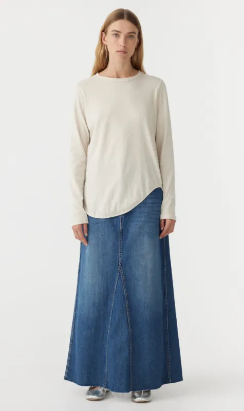 Bassike | Regular Scoop Hem Long Sleeve T.Shirt - Oat Marl sold by Sister & Co