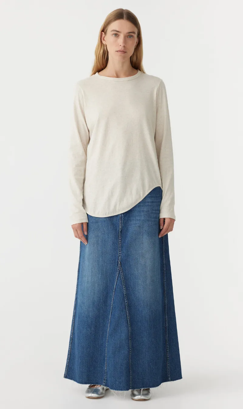 Bassike | Regular Scoop Hem Long Sleeve T.Shirt - Oat Marl sold by Sister & Co