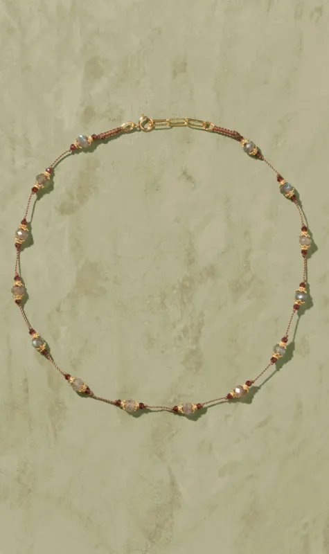 Tityaravy | Sriphala Necklace - Labradorite/Garnet sold by Sister & Co