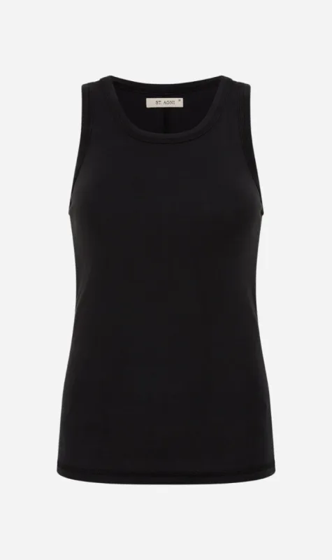 St Agni | Organic Cotton Singlet - Black sold by Sister & Co